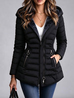 Steppjacke für Damen mit Kapuze und Kunstpelzfutter