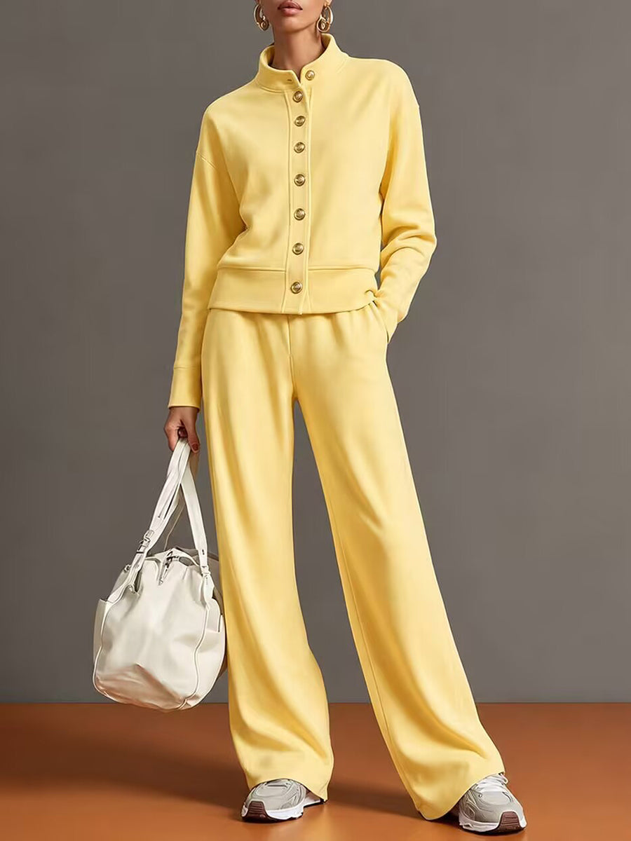 Casual And Comfortable Cotton Sweatshirt Cardigan And Pants Two-piece Set