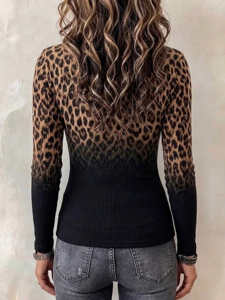 Schickes Strickoberteil mit Ombré-Leopardenmuster