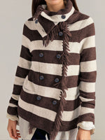 Boho Chic Striped Fringe Knit Cardigan