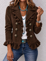 Blazer vintage in tessuto scamosciato con volant