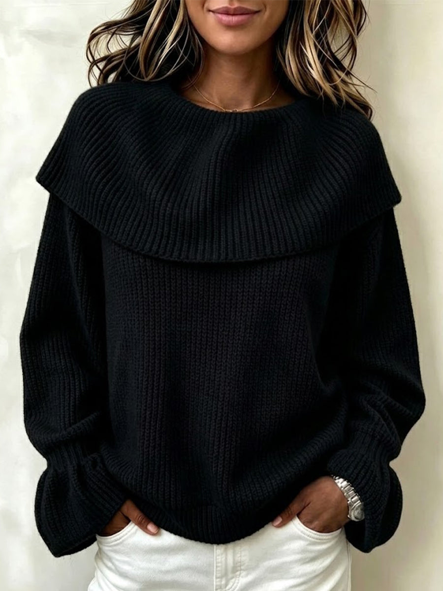 Off-the-shoulder Knit Sweater With Ruffles And Flared Sleeves