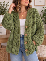 Cardigan in maglia ampio casual a maniche lunghe tinta unita da donna