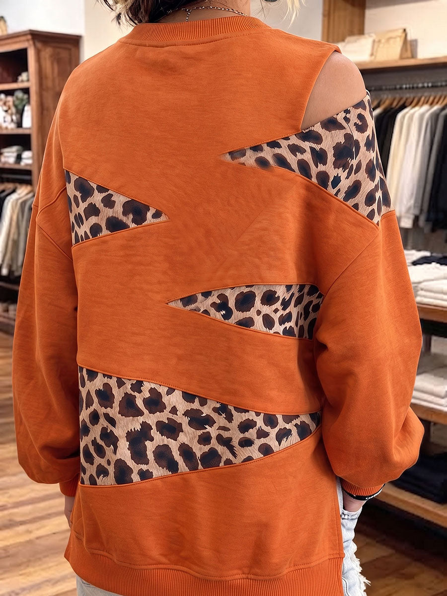 Schickes Sweatshirt mit Leopardenausschnitt