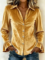 Comfortable Velvet Shirt With Bell Sleeves