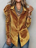 Camicetta con maniche increspate in velluto elegante Boho