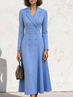 Women's Solid Color Lapel Long-sleeve Casual Loose A-line Blazer Dress