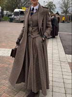 Cappotto lungo in misto lana a quadri in stile vintage