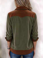 Casual Color-block Corduroy Western-style Shirt Jacket