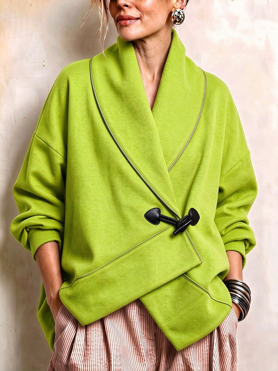 Chaqueta cruzada elegante con ribetes en contraste