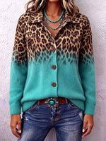 Boho Chic Ombre Leopard Print Knit Sweater