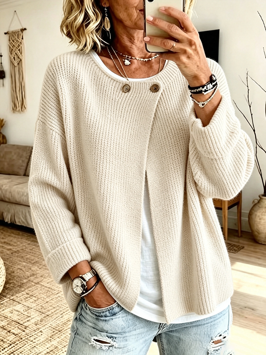 Cozy Ribbed Asymmetrical Knit Cardigan