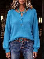 Cozy Waffle Knit Henley Top