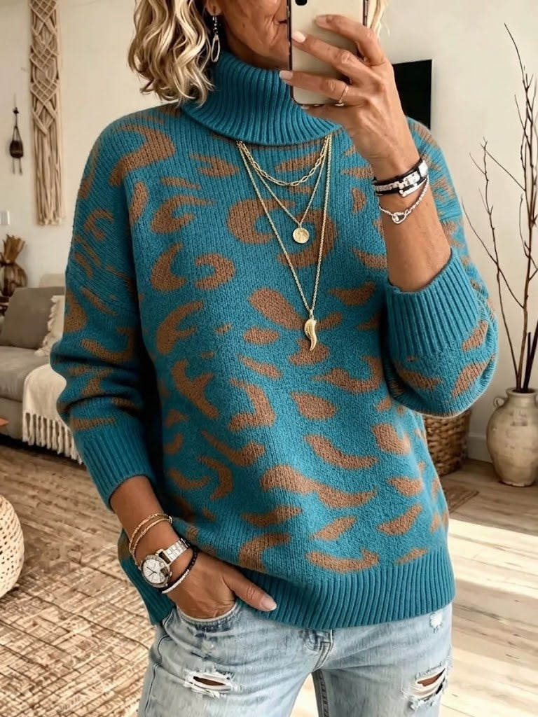 Offen gestrickter Langarmpullover mit V-Ausschnitt und federartiger Textur