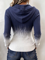 Ŝika Ombré Dip-Dye Kapuĉita Knit Top