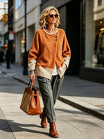 Cozy Asymmetrical Two-tone Wool Blend Cardigan