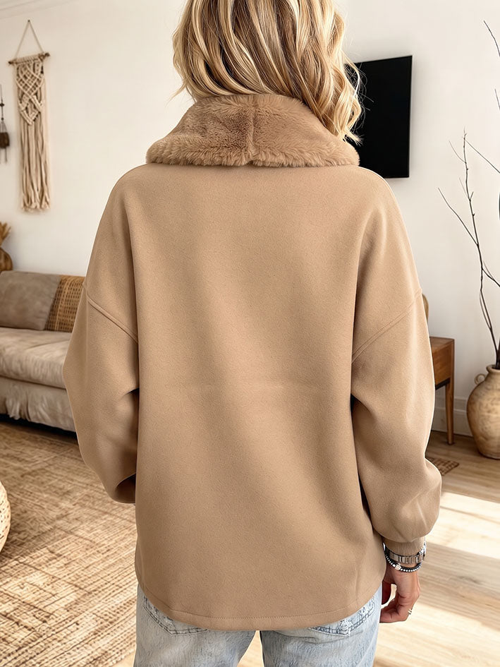 Gemütliche, stilvolle Fleecejacke in Khaki mit Reißverschluss