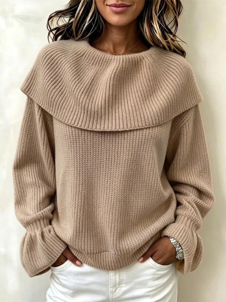 Off-the-shoulder Knit Sweater With Ruffles And Flared Sleeves