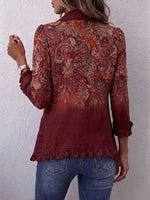 Boho-style Vintage Paisley Ruffled Jacket