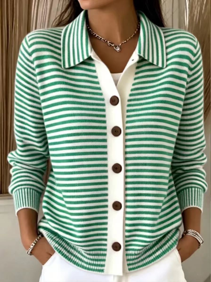 Cozy And Casual Striped Knit Cardigan