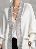 Gemütlicher, luxuriöser, übergroßer Strick-Cardigan mit Paillettenbesatz