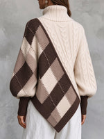 Schicker Rollkragen-Strickpullover mit Colorblock-Argyle-Muster