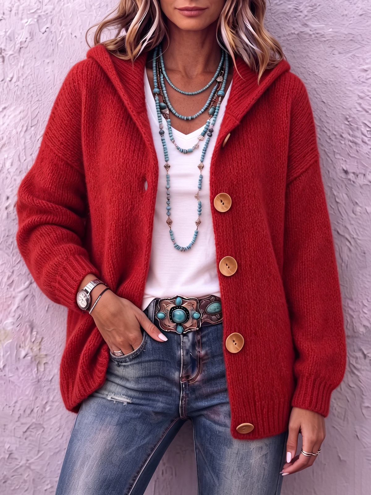 Cozy Chic Hooded Knit Cardigan