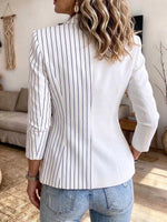 Women's Asymmetric Colorblock Striped Double-breasted Blazer