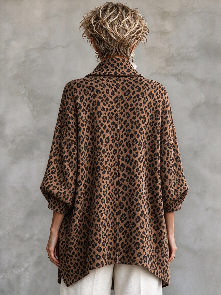 Top Boho con bottoni asimmetrici con stampa leopardata di lusso