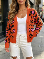 Loose And Cozy Leopard-print Knit Cardigan