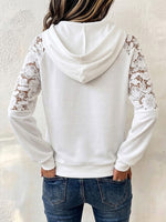 Lace Raglan Sleeve Spliced Hoodie