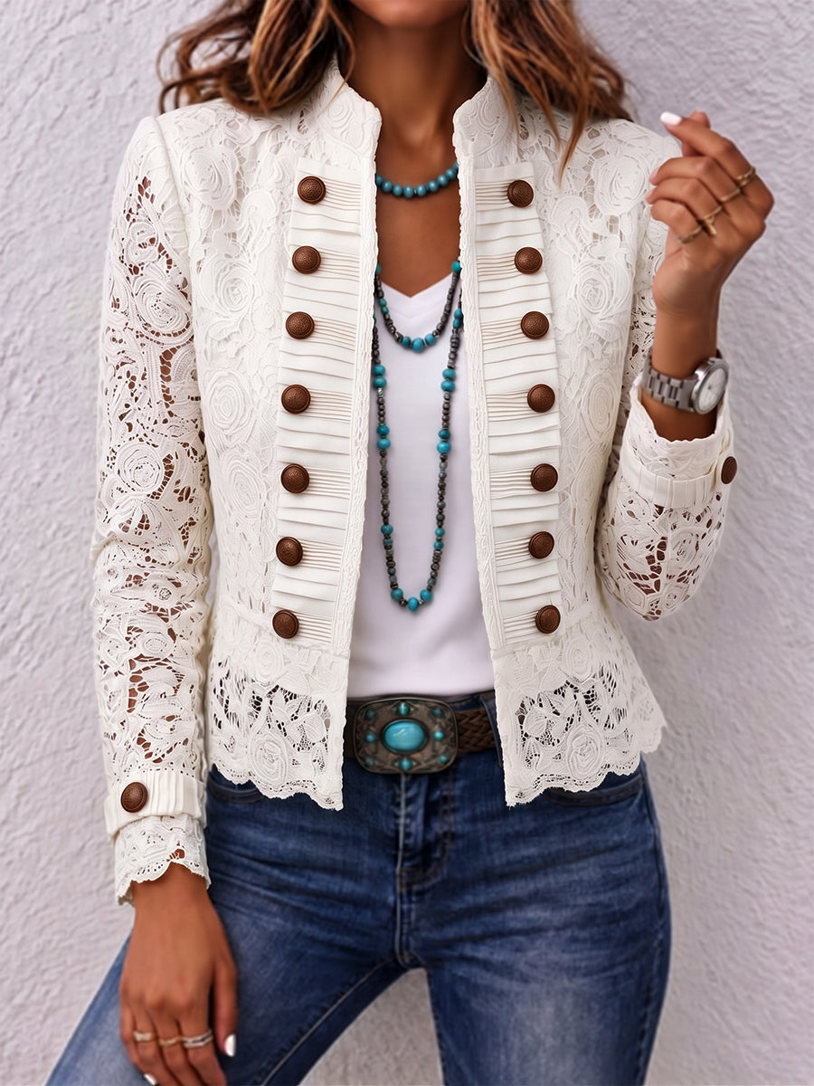 Schicke offene Jacke im Military-Stil mit Spitze