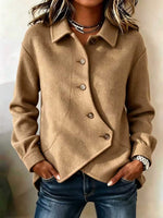 Casual Wool-blend Coat With Asymmetric Front