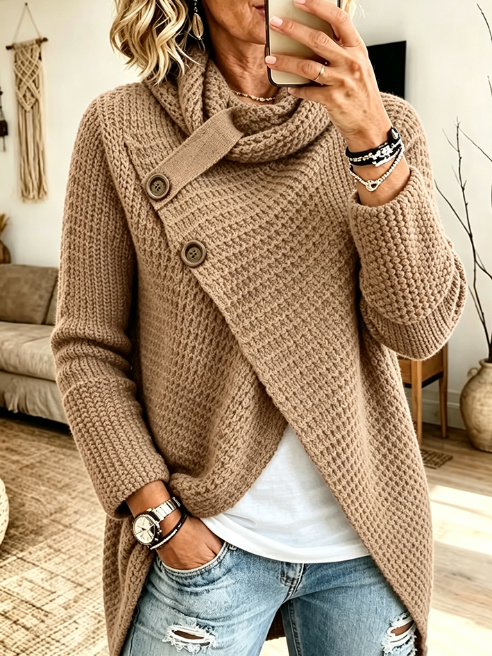 Cozy Knitted Asymmetrical Sweater