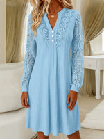 Elegant Emerald Lace-Trim Pleated Dress
