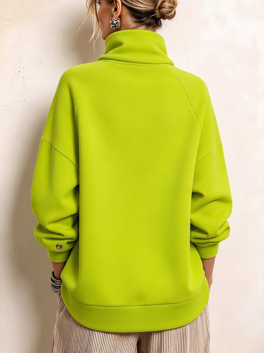 Schickes Sweatshirt mit Wasserfallausschnitt und Kordelzugtaschen