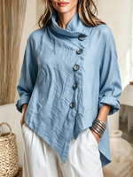 Chic Casual Asymmetric Button-front Top