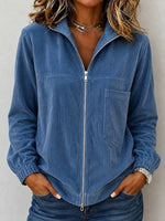 Cozy Ribbed Corduroy Zip-Up Jacket
