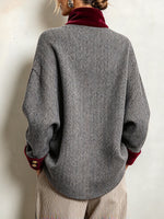 Giacca Patchwork dallo stile vintage in velluto bordeaux e misto lana spigata