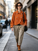 Chic Double-breasted Corduroy Jacket