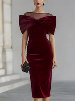 Eleganta Velura Bow Midi Jupo