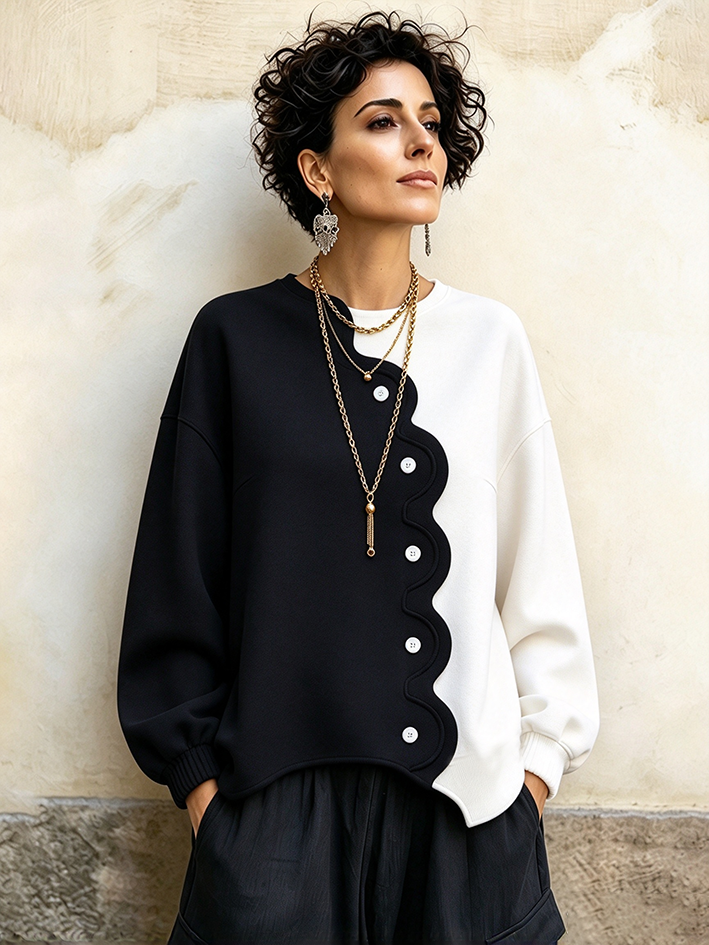 Felpa colorblock smerlata elegante e casual