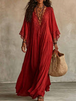 Maxi abito in pizzo patchwork e chiffon accogliente e romantico