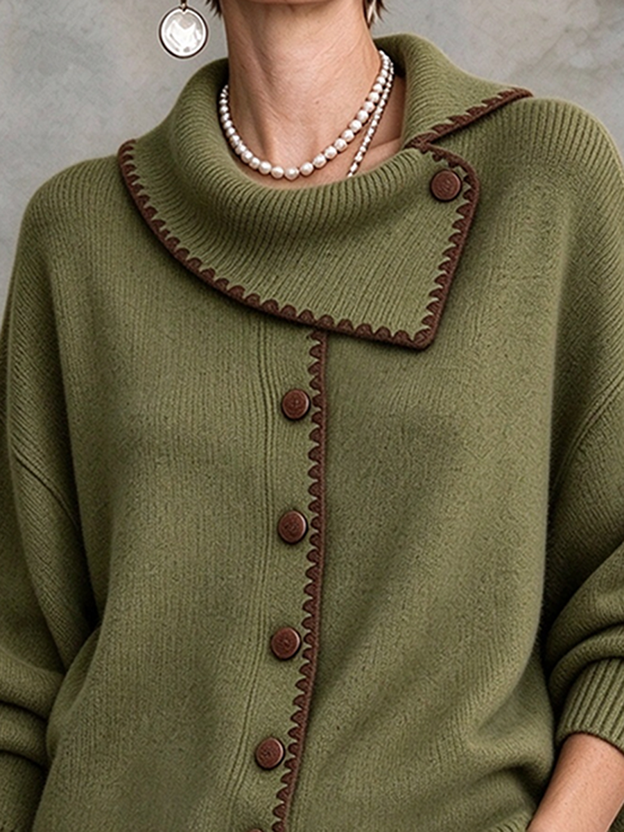 Maglione cardigan lavorato a maglia con collo basso e orlo asimmetrico rilassato