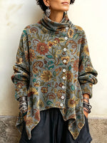 Vintage-stila Paisley Presita Velura Longa Topo