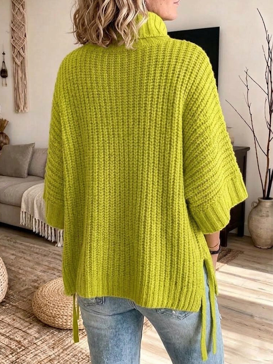 Strick-Cape-Oberteil mit Stehkragen und weiten Ärmeln und Taschen