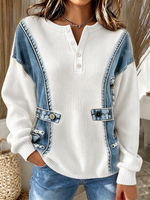 Schicker, lässiger Strickpullover mit 3D-Denim-Print