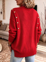 Jersey elegante de punto acanalado con detalle de botones