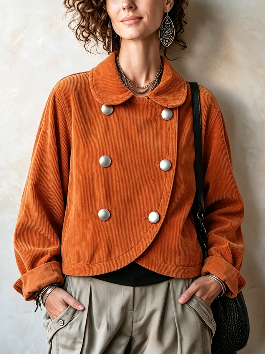 Chic Double-breasted Corduroy Jacket