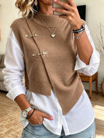 Gilet in maglia chic e camicia bianca in due pezzi